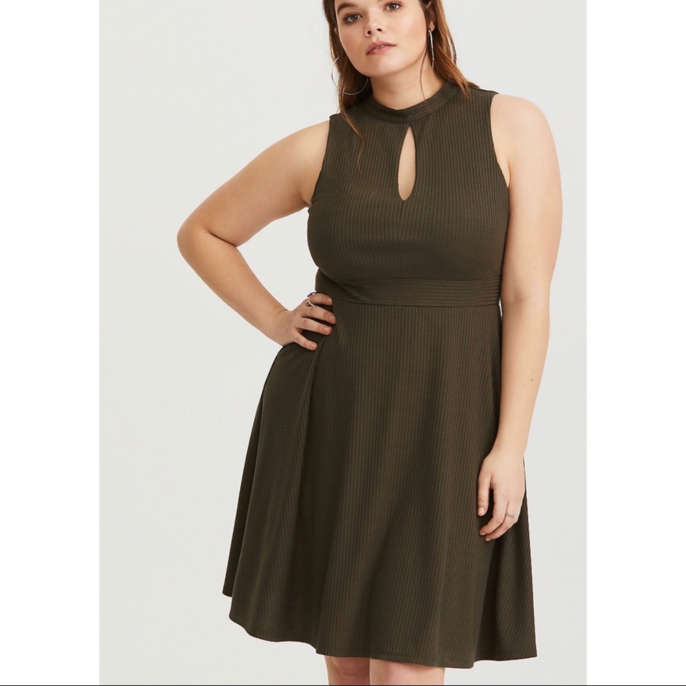 NWT torrid olive green mock neck dress